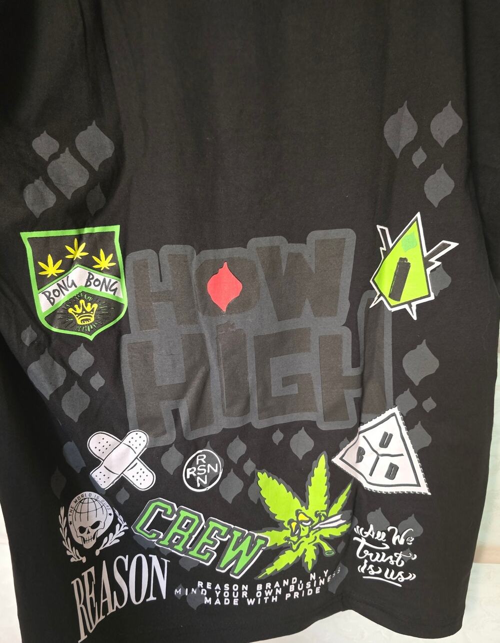 Reason x How High Men's XL Black Cannabis Movie Shirt Embroidered NWT NEW